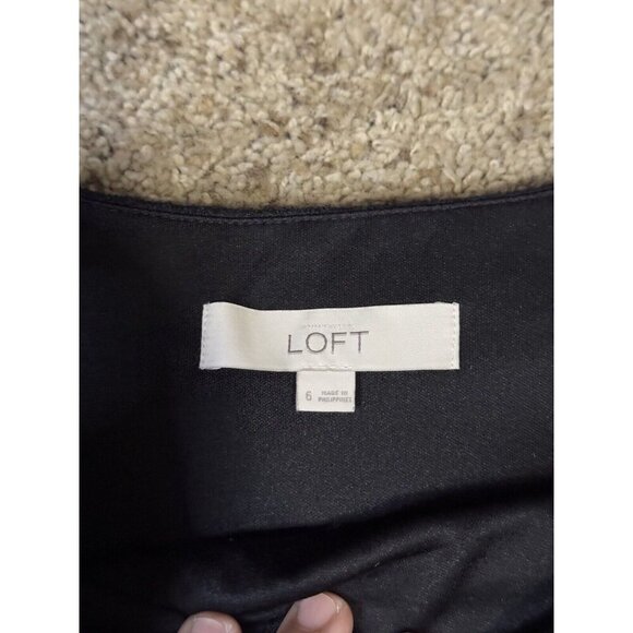 Ann Taylor LOFT Black Sheath Dress Sleeveless Sequin Lined Wool Blend Size 6 - Picture 6 of 10